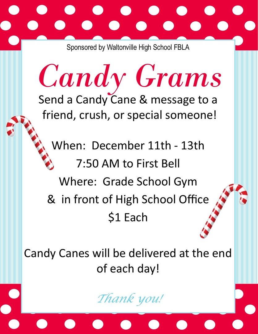WCUSD1 CandyGram Sales Dec. 11th13th!!!